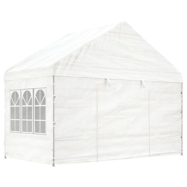 vidaXL Pavillon mit Dach Wei&szlig; 15,61x4,08x3,22 m Polyethylen