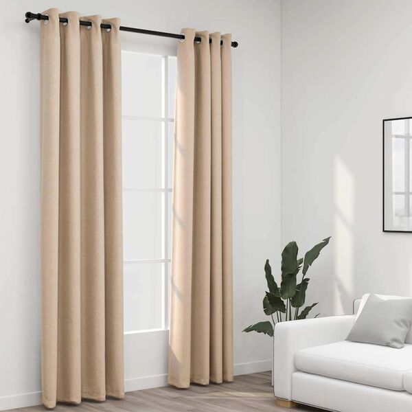 vidaXL Verdunkelungsvorh&auml;nge &Ouml;sen Leinenoptik 2 Stk. Beige 140x245 cm