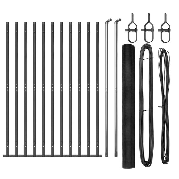 vidaXL Zaunpfosten Grau 50 x 1,4 m (Masche 19 x 19 mm) Stahl und PVC