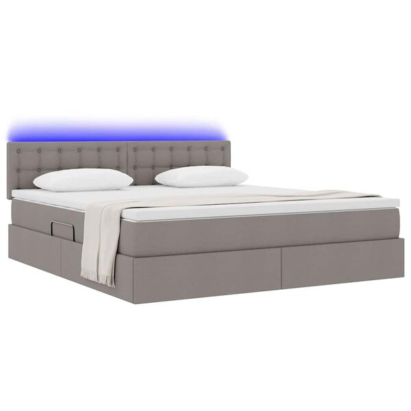 vidaXL Bett mit Stauraum und LED Taupe 160 x 200 cm Polyester