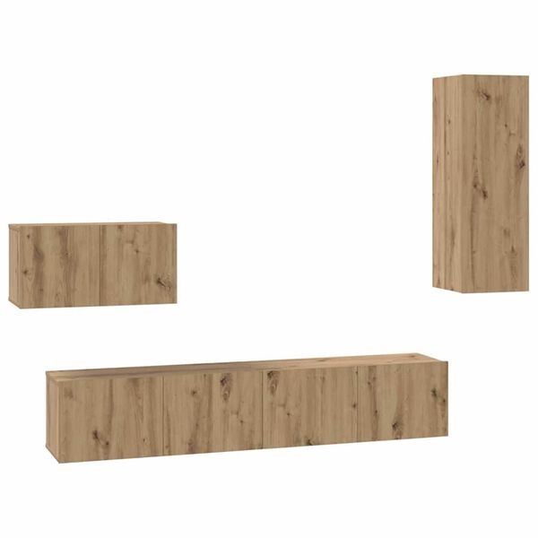 vidaXL Wand-TV-Schrank Wandmontiert 4 pcs Artisan-Eiche Holzwerkstoff
