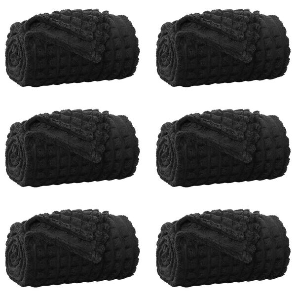 vidaXL Wohndecken 6 pcs Schwarz 270 x 240 cm Fleece