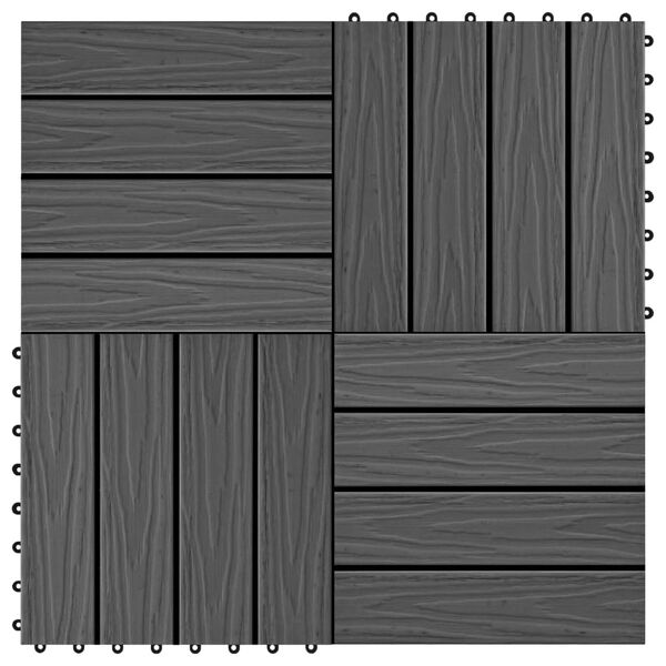 vidaXL Terrassenfliesen 11 Stk. Tief Geprägt WPC 30x30cm 1 qm Schwarz