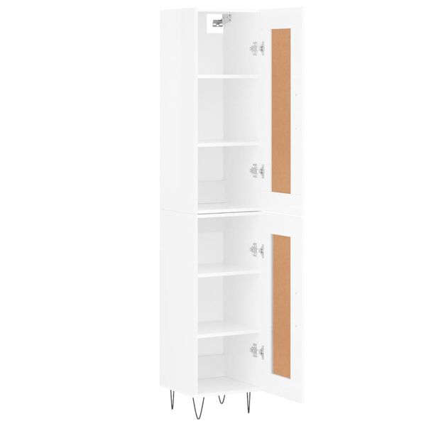 vidaXL Highboard Hochglanz-Wei&szlig; 34,5x34x180 cm Holzwerkstoff