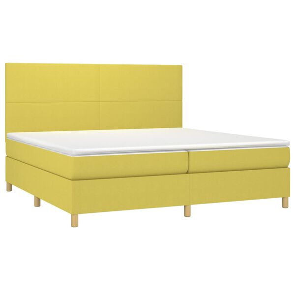 vidaXL Boxspringbett mit Matratze & LED Gr&uuml;n 200x200 cm Stoff