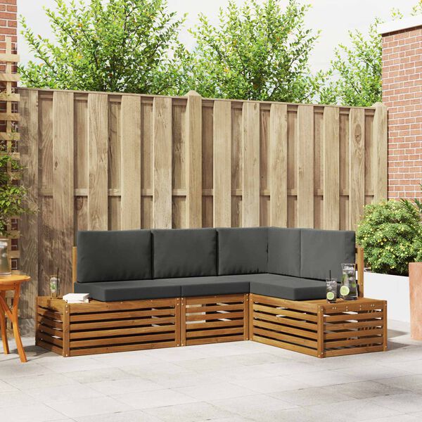 vidaXL Outdoor-Sofagarnitur mit Kissen 4 St&uuml;ck Natur und Anthrazit