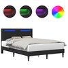 vidaXL Bettrahmen mit LED-Lichtleisten Schwarz 140 x 190 cm Kunstleder