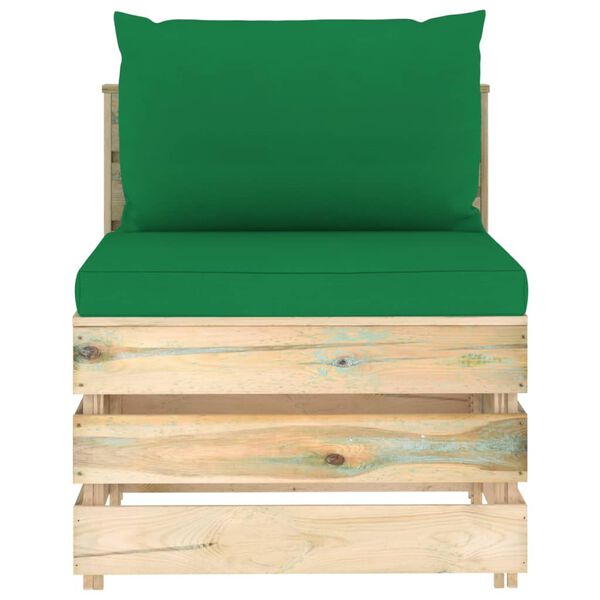 vidaXL 3-tlg. Garten-Lounge-Set mit Kissen Gr&uuml;n Impr&auml;gniertes Holz