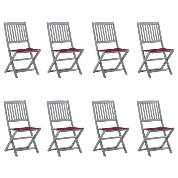 vidaXL Klappbare Gartenst&uuml;hle 8 Stk. mit Kissen Massivholz Akazie