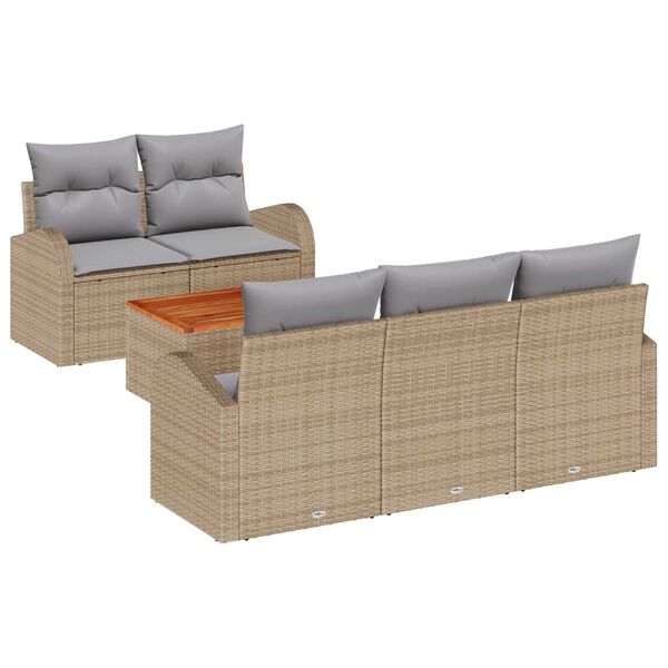 vidaXL Gartensofa-set 6 pcs Beige und Hellgrau Poly-Rattan