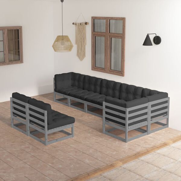 vidaXL 8-tlg. Garten-Lounge-Set mit Kissen Massivholz Kiefer