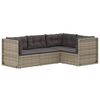 vidaXL 4-tlg. Garten-Lounge-Set mit Kissen Grau Poly Rattan