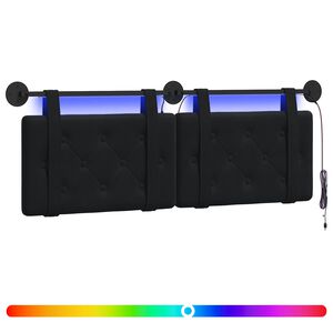 vidaXL H&auml;ngendes Kopfteil Mit LED Licht Schwarz Samt