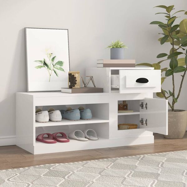 vidaXL Schuhschrank Hochglanz-Weiß 100x42x60 cm Holzwerkstoff