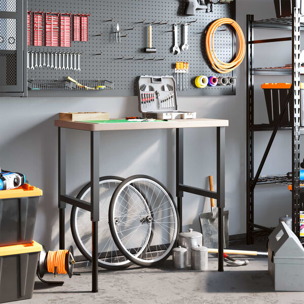 vidaXL Werkbank 100x60x(73-99,5) cm Massivholz Eiche Rechteckig