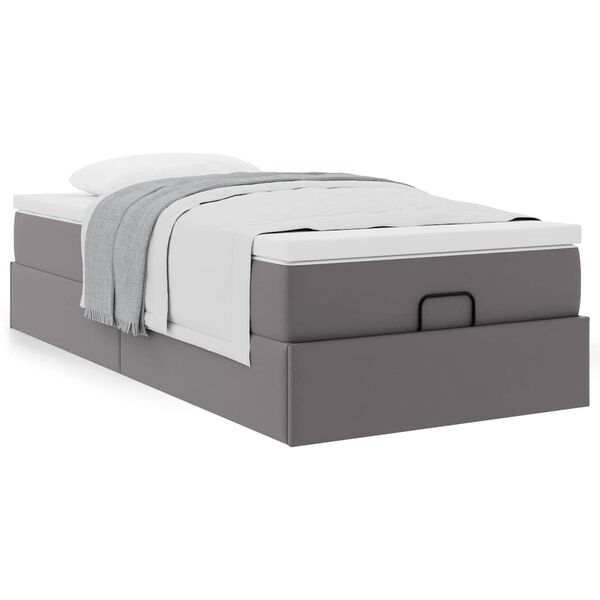 vidaXL Ottoman-Bett mit Matratze Grau 80x200 cm Kunstleder