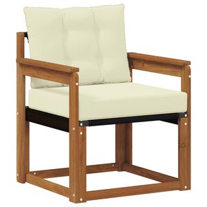 vidaXL Outdoor-Sofa Massives Akazienholz und Textilene Natur und Creme