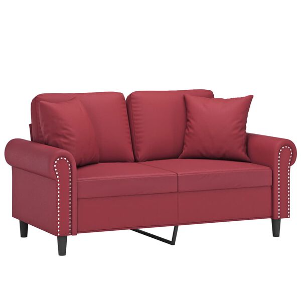 vidaXL 2-Sitzer-Sofa mit Zierkissen Weinrot 120 cm Kunstleder