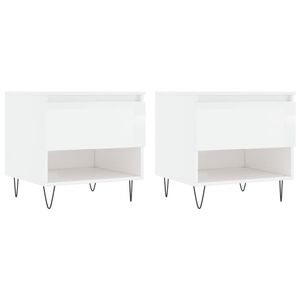 vidaXL Couchtische 2 Stk. Hochglanz-Wei&szlig; 50x46x50 cm Holzwerkstoff