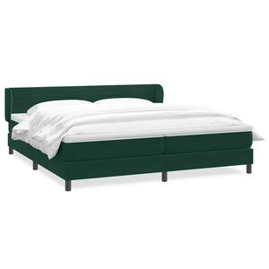 vidaXL Boxspringbett mit Matratzen Dunkelgr&uuml;n 180x220 cm Samt