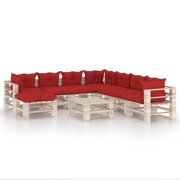 vidaXL 9-tlg. Garten-Lounge-Set aus Paletten mit Kissen Kiefernholz