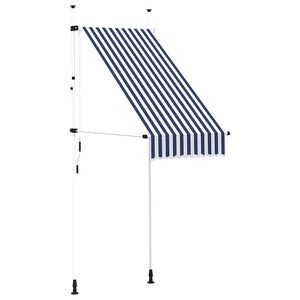 vidaXL Markise Einziehbar Handbetrieben 100 cm Blau/Wei&szlig; Gestreift