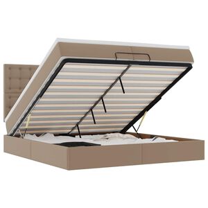 vidaXL Ottoman-Bett mit Matratzen LEDs Cappuccino 200x200cm Kunstleder