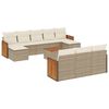 vidaXL 11-tlg. Garten-Sofagarnitur mit Kissen Beige Poly Rattan
