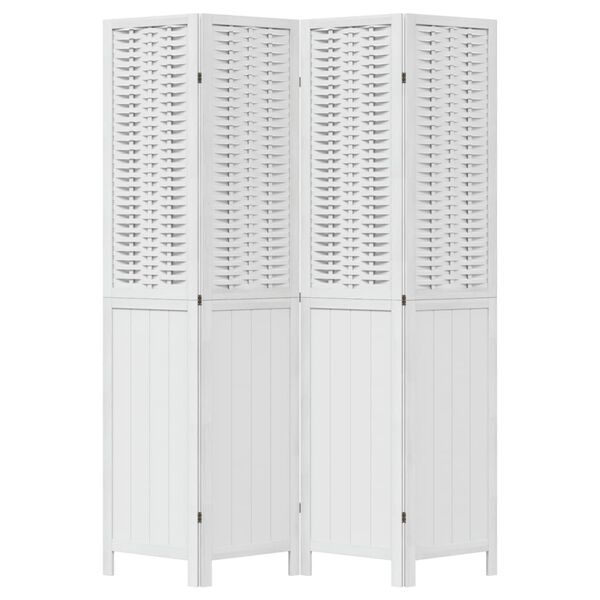 vidaXL 4-tlg. Raumteiler Weiß Massivholz Paulownia