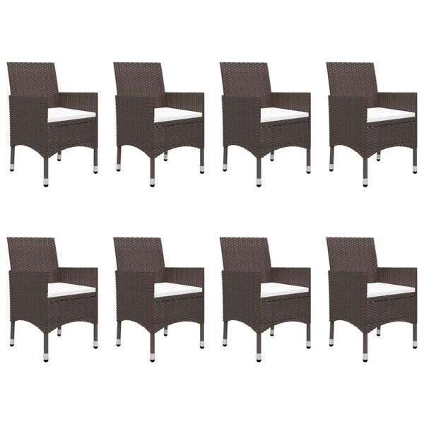 vidaXL 9-tlg. Garten-Essgruppe mit Kissen Braun