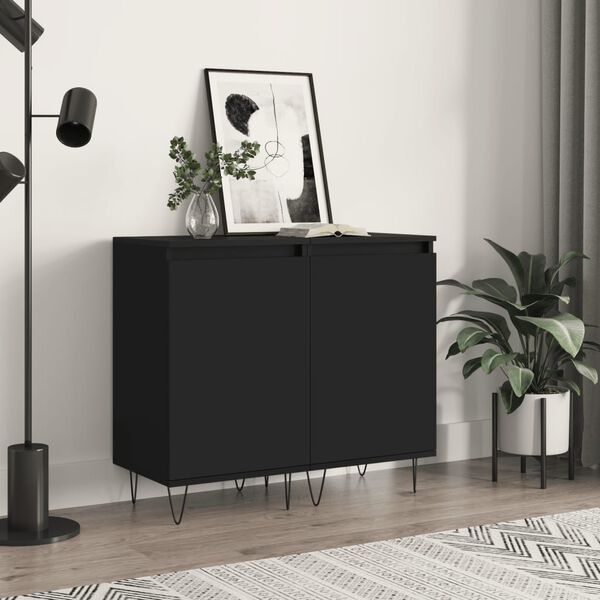 vidaXL Sideboards 2 Stk. Schwarz 40x35x70 cm Holzwerkstoff