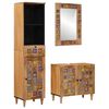 vidaXL Badezimmerm&ouml;bel-Set mit Schubladen 3 pcs Natur Massivholz Mango