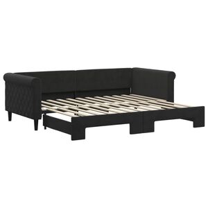vidaXL Tagesbett Ausziehbar Schwarz 90x200 cm Samt