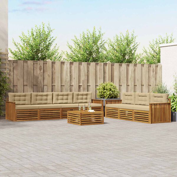 vidaXL Outdoor-Sofagarnitur mit Kissen 8 pcs Natur und Beige