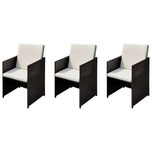 vidaXL Gartenst&uuml;hle 3 pcs Braun 56 x 52 x 87 cm Poly Rattan