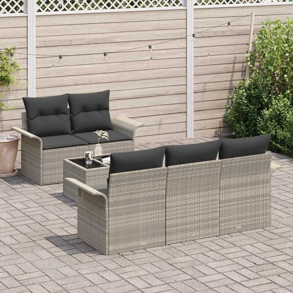 vidaXL Garten-Sofa-Set mit Kissen 6 pcs Hellgrau und Dunkelgrau