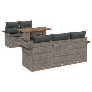 vidaXL Garten-Sofa-Set mit Speicher 6 pcs Grau Poly Rattan