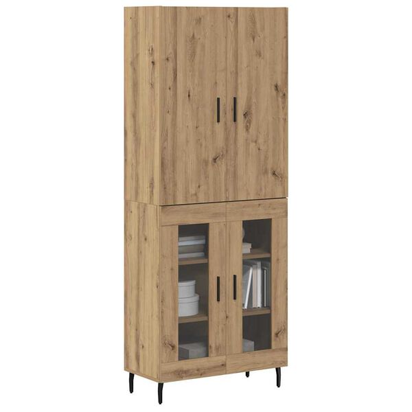 vidaXL Highboard 2 pcs Altholz Engineered Wood und Glas
