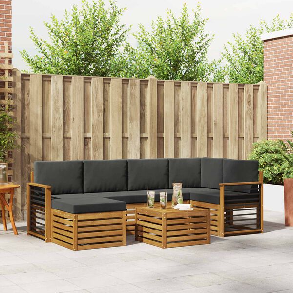 vidaXL Sofagarnituren 7 pcs Natur und Anthrazit Massivholz Akazie
