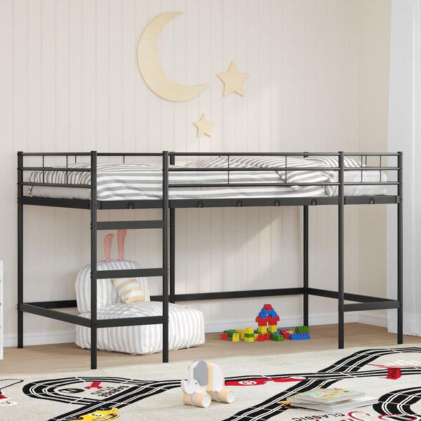 vidaXL Kinderloftbett Schwarz 79,5 x 200 cm Stahl