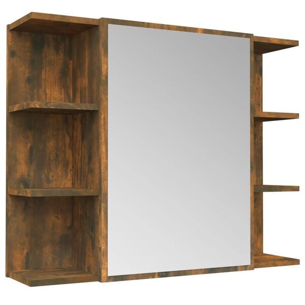 vidaXL Bad-Spiegelschrank R&auml;uchereiche 80x20,5x64 cm Holzwerkstoff