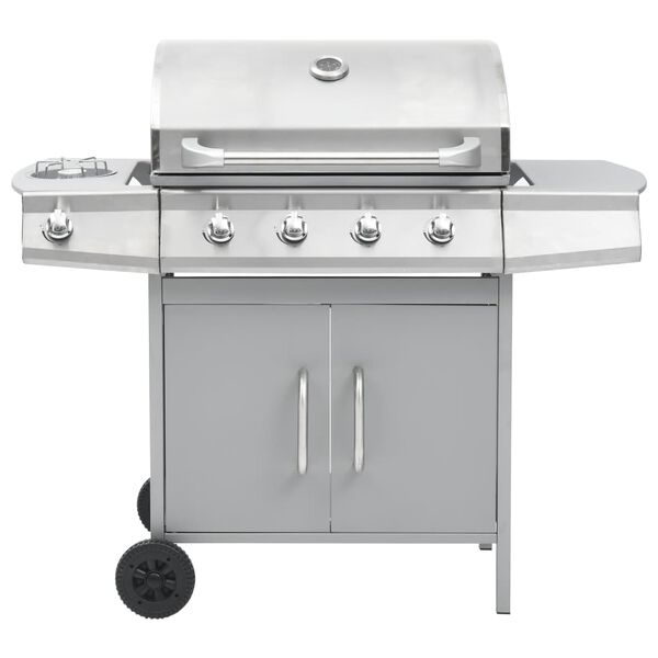 vidaXL Gasgrill 4+1 Flammen Silbern Edelstahl