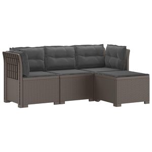 vidaXL 4-Sitzer Garten Sofa mit Kissen Rattan Look PP Hellgrau