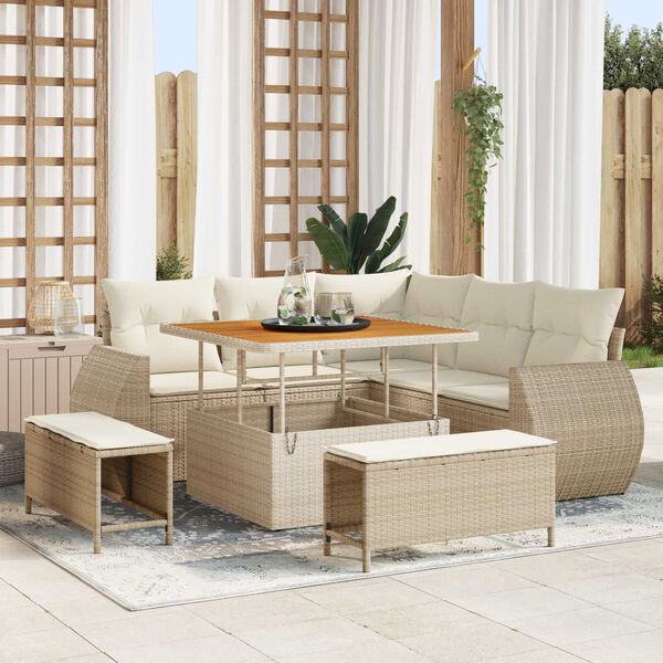 vidaXL Gartensofa-set 8 pcs Beige Poly-Rattan