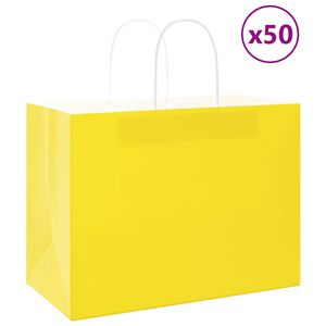 vidaXL Papiertragetaschen 50 Stk. mit Henkeln Gelb 32x17x25 cm
