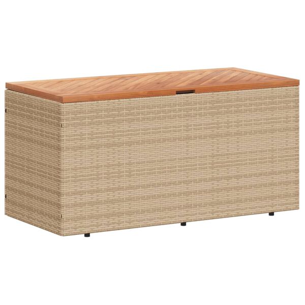 vidaXL Gartentruhe Beige 110x50x54 cm Poly Rattan Akazienholz