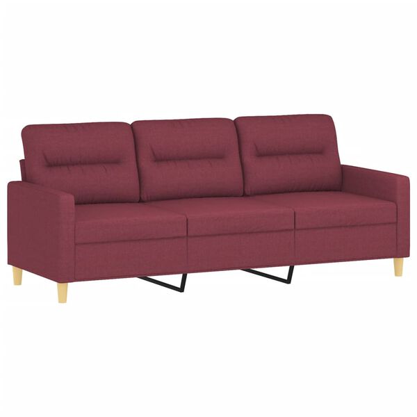 vidaXL 3-Sitzer-Sofa mit Zierkissen Weinrot 180 cm Stoff