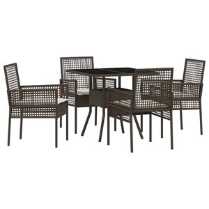 vidaXL Garten Essgruppe 5 pcs Braun Poly-Rattan
