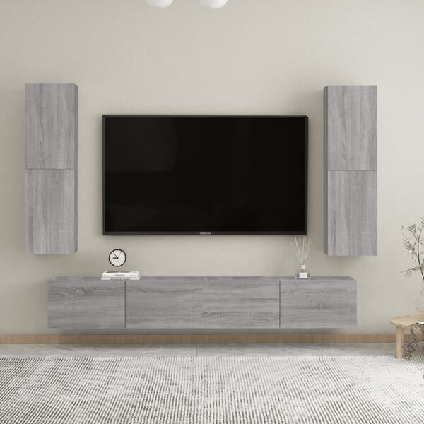 vidaXL TV-Wandschränke 2 Stk. Grau Sonoma 30,5x30x110 cm