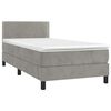 vidaXL Boxspringbett mit Matratze & LED Hellgrau 90x190 cm Samt